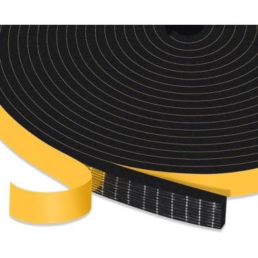 Imagem de Excluidor de rascunho para janelas de portas, fita de espuma autoadesiva, tira de vedação de rascunho para vedação de lacuna, 1,27 cm x 1,27 cm x 1,5 m preto