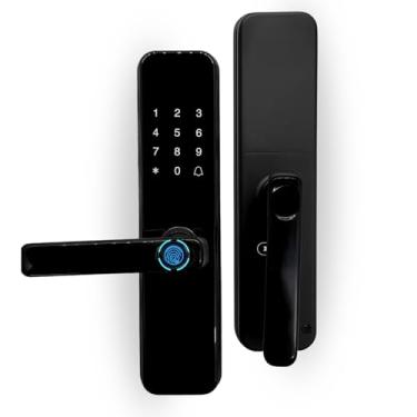 Imagem de Fechadura Eletrônica Inteligente de Embutir Impressão Digital Smart Acesso por Senha Cartão e Chave Segurança Porta sem Internet Offline Independente Stand Alone