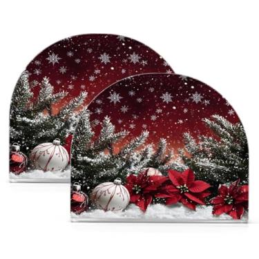 Imagem de Wassud Porta-guardanapos acrílico bola de Natal, dispensador de guardanapos de papel moderno para mesa, cozinha, sala de jantar, bancada 2 peças (comporta 50-60 guardanapos)