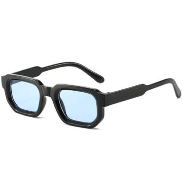 Imagem de JRLLFD Óculos de sol de armação pequena de luxo para mulheres e homens, para dirigir ao ar livre, verão, UV400 (preto e azul)