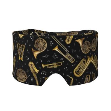 Imagem de Máscara protetora para olhos e orelhas com impressão de instrumentos musicais, respirável, ajustável, blecaute, confortável