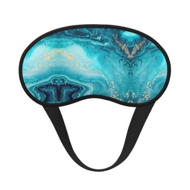 Imagem de Máscara de dormir blecaute com estampa de mármore azul pedra azul dourado máscara de luz macia para dormir meditação viagem ioga