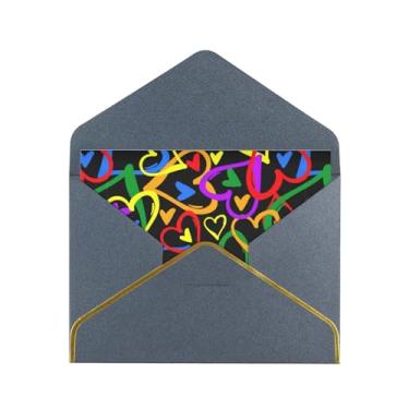 Imagem de SKKNT Cartões comemorativos com estampa de arco-íris do orgulho gay para todas as ocasiões, convites de festa de aniversário de casamento, 12,7 x 15,2 cm