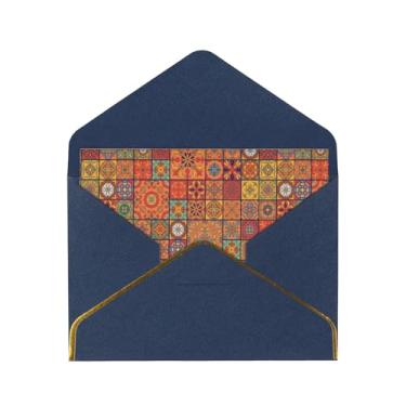 Imagem de SKKNT Grupo de cartões de felicitações com estampa geométrica marroquina para todas as ocasiões, convites de festa de aniversário de casamento, 12,7 x 15,2 cm