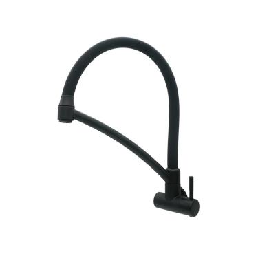 Imagem de Torneira Pia Cozinha De Parede Gourmet Arco Flexível 1/4v Preto Fosco