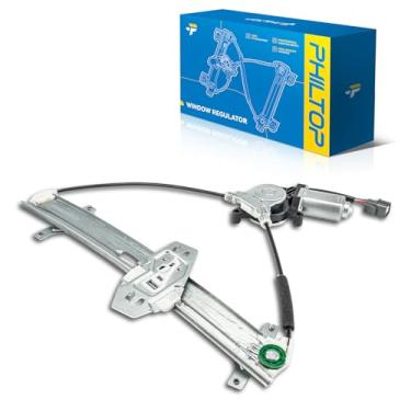Imagem de PHILTOP Regulador de vidro elétrico dianteiro esquerdo do lado do motorista 741-306 com motor compatível com Honda Accord 2003-2007