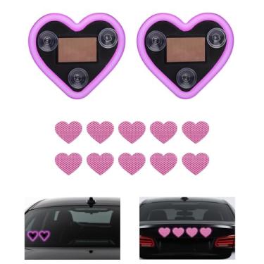 Imagem de 2un Luminárias LED Neon Formato Coração com Energia Solar, Luzes Ambiente Neon com Adesivos Refletivos em Formato de Coração para Quarto Jardim e Carro Interior Decoração