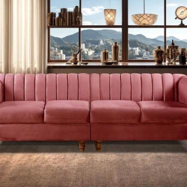 Imagem de Sofá 4 Lugares Decoração Retrô Clássico Realeza Chesterfield - BELLA D