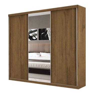 Imagem de Guarda Roupa Casal 3 Portas De Correr E 3 Espelhos Evidence Minastex Freijó