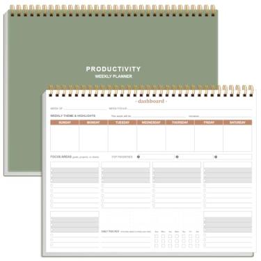 Imagem de Planejador semanal de produtividade – o painel de notas de mesa de 21,6 cm x 28 cm tem 6 áreas de foco para listar tarefas para objetivos, projetos, clientes, acadêmicos ou refeições - organize seu