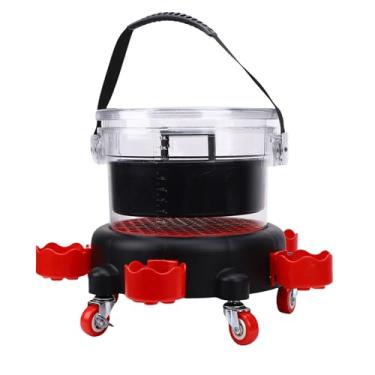 Imagem de Luocute Balde de Lavagem de Carro de 15L, Balde de Rolamento de 5 Rodízios Com Grade de Filtro e Tampa Segura à Prova de Vazamento, Kits de Proteção de Grãos de Baldes Automotivos para