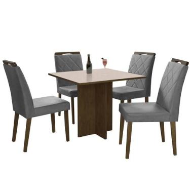 Imagem de Mesa de Jantar Los Angeles 120x80cm em Linho com 4 Cadeiras Minas Plac