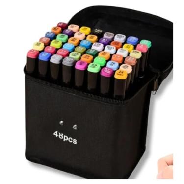 Imagem de anetas coloridas, kit canetas 48 cores, marcadores coloridos