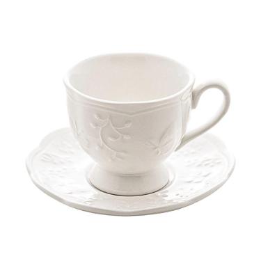 Imagem de Xícara De Chá De Porcelana Branca New Bone Butterfly Flower Lyor 200ml