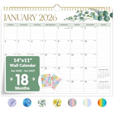 Imagem de Calendário de parede 2026, calendários Forvencer de 20 meses, novembro de 2025 a junho de 2027, agenda mensal de 35,5 x 28 cm com seção de notas de página inteira e adesivos, blocos pautados grandes