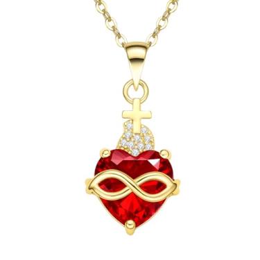 Imagem de COTATI Colar de cruz banhado a ouro, pingente de coroa de coração sagrado para mulheres, crucifixo, fé, joia vintage, presente, Small, Aço inoxidável, Sem Pedra Preciosa