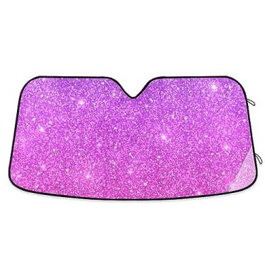 Imagem de Toldo de sol rosa roxo brilhante para para-brisas de carro, para-sol de para-brisa dobrável, acessórios de janela de carro