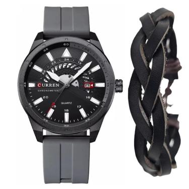 Imagem de Relógio Curren Analógico Masculino Esportivo Bracelete Couro-Masculino