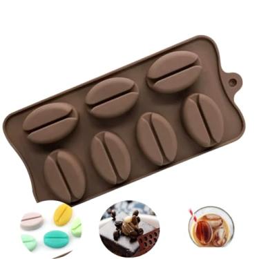 Imagem de Forma de Silicone para Chocolate em Formato de Grãos de Café, 7 Cavidades, Molde para Doces, Balas, Gelatina e Sabonete, Marrom (Marrom)