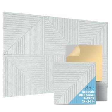 Imagem de Art3d Pacote com 6 painéis de parede acústicos autoadesivos para decoração de casa, painéis à prova de som de 61 x 61 cm para escritório, estúdio, quarto, fibra de poliéster de alta absorção de ruído