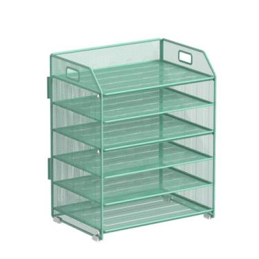 Imagem de Handimp Organizador de papel de metal de 6 camadas, organizador de mesa de malha verde, bandeja de letras para material de escritório, escritório em casa e armazenamento em sala de aula