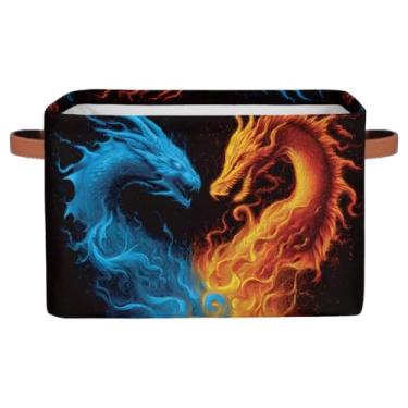 Imagem de Cesta de armazenamento pequena com alças de brinquedo infantil dragão fogo caixas de armazenamento de água organizador de cubo de tecido dobrável para berçário, sala de estar, quarto, prateleiras