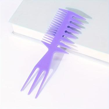 Imagem de Pincéis de extensão de cabelo 3 em 1 em formato de osso de cauda de peixe - Desembaraçante estilo e coloração para salão, uso doméstico, viagens (roxo)