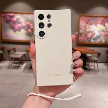 Imagem de Capa de silicone magnética com proteção de lente de câmera espessa para Samsung S25 Ultra S24 S23 Plus, alça de pulso e estojo de carregamento, branco, para S25 Plus