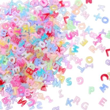 Imagem de SUNNYCLUE 1 caixa 30 g resina alfabeto amuletos letras cabochão a granel colorido aleatório plano verso opaco alfabeto A a Z inicial cabochão para artesanato faça você mesmo capa de telefone decoração