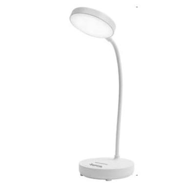Imagem de Luminária de Mesa LED Recarregável com Haste Flexível 360°, Touch 3 Níveis de Luz, Suporte para Celular, Bateria 1200mA, Branca, 3W, 10x34.5cm