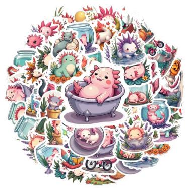 Imagem de 50 peças adesivos de animais Axolotl brinquedo vibrante para mala geladeira telefone bagagem laptop guitarra carro adesivo brinquedos laptop motocicleta bagagem telefone