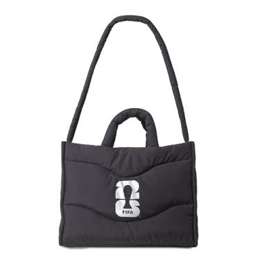 Imagem de HONAV Bolsa Puffer Onda Preta da Copa do Mundo 2026 da FIFA - Acessório de fã elegante e moderno para o dia do jogo - Exterior de pelúcia - Interior espaçoso
