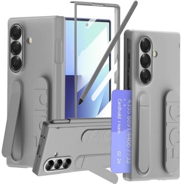 Imagem de YQODSZ Capa S Pen Slot e Stylus para Samsung Galaxy Z Fold 6, capa com alça de pulso com slot para cartão Z Fold 6 cobertura total capa protetora para celular com suporte protetor de tela proteção de