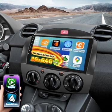 Imagem de Rádio automotivo Volxcereo 2G + 64G para Mazda 2 2007 2008 2009 2010 2011 2012 2013 2014, 9 polegadas Android Touchscreen estéreo com Carplay/Android Auto, GPS, WiFi, Bluetooth, SWC, FM/RDS