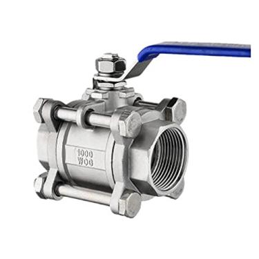 Imagem de VTGVVVTR 1/5.1 cm 3/10.2 cm 2.5 cm 1-1/10.2 cm 1-1/5.1 cm 5.1 cm válvula de esfera rosca BSP de aço inoxidável válvula de esfera de três peças para uso com líquidos e gases (0,5 polegada)