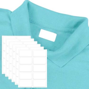 Imagem de 60 peças de etiquetas de tecido de roupas que não passam a ferro, 1,27 cm x 3,5 cm, etiquetas de nome autoadesivas brancas para lavadora e secadora, etiquetas impermeáveis para escola, residências