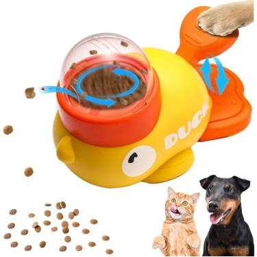 Imagem de ZHAKKE Dispensador de guloseimas interativo para cães, brinquedo para gatos, alimentador lento, em forma de pato, para treinamento de enriquecimento de gatos e cães