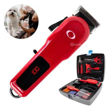 Imagem de Kit Tosa Profissional Máquina Sem Fio USB, 4 Pentes, Tesoura e Mais MA