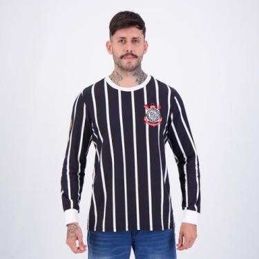 Imagem de Camisa Manga Longa Corinthians Retrô Democracia Preta, G