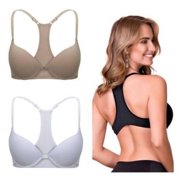 Imagem de Kit 3 Sutiã Nadador Microfibra Soutien Fecho Frontal Bojo - Mi Amore, 