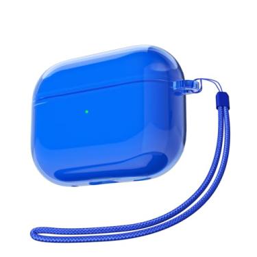 Imagem de Svanove Capa transparente para Airpods Pro 2 com alça, linda capa de plástico rígido transparente para Airpods Pro 1ª geração com corda, capas protetoras femininas Y2K TPU para mulheres e homens, azul