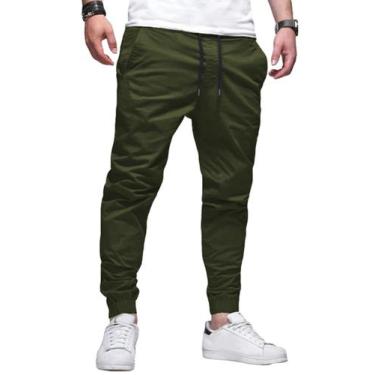 Imagem de Calça Plus Size Sarja Jogger Masculina Skinny Com Punho S01plusn - Woo