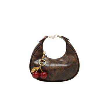 Imagem de GORGLITTER Bolsa feminina Cherry Mini clutch pequena com alça superior, bolsas fofas de couro sintético, bolsa crescente, Marrom café, One Size