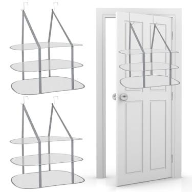Imagem de X-Kingsun Pacote com 2 3 camadas, suporte de secagem dobrável sobre a porta, escorredor com ganchos, roupas de lavanderia, cabide seco, malha para apartamentos internos