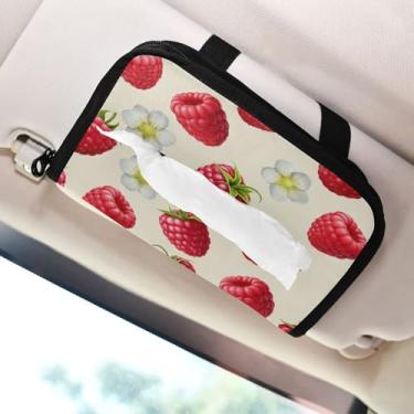 Imagem de SEHANY Porta-lenços de papel de carro de framboesa, caixa de lenços para carro, viseira solar, porta-guardanapos retangular, dispensador de máscara de carro, caixa de lenços para veículos universais