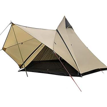 Imagem de AkosOL Barraca de acampamento, barraca de pirâmide de acampamento, tenda de tenda indiana para adultos, tendas de yurt de camada dupla para acampamento ao ar livre, caminhadas, caça, 3 a 4 pessoas