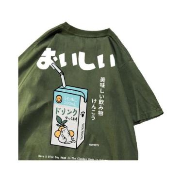 Imagem de Camiseta Unissex Oversized De Algodão Com Estampa De Gato Japonês, Man