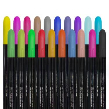 Imagem de Conjunto de Canetas Tinta Permanente para Tecidos com 20 Cores Roupas Desenho à Mão Doodle Arte e Artesanato Adequado Tecido Papel Lona Madeira Sapatos Chapéus Fácil Usar Crianças Adultos