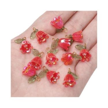 Imagem de Contas De Flor De Lírio Do Vale Em Acrílico Colorido 11x14mm 2-10 Peça