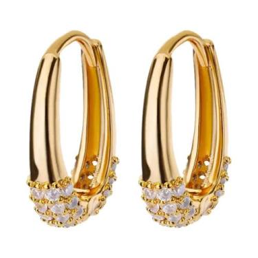 Imagem de Brincos De Argola De Zircônia Dourada Para Mulheres, Joias De Luxo Em 